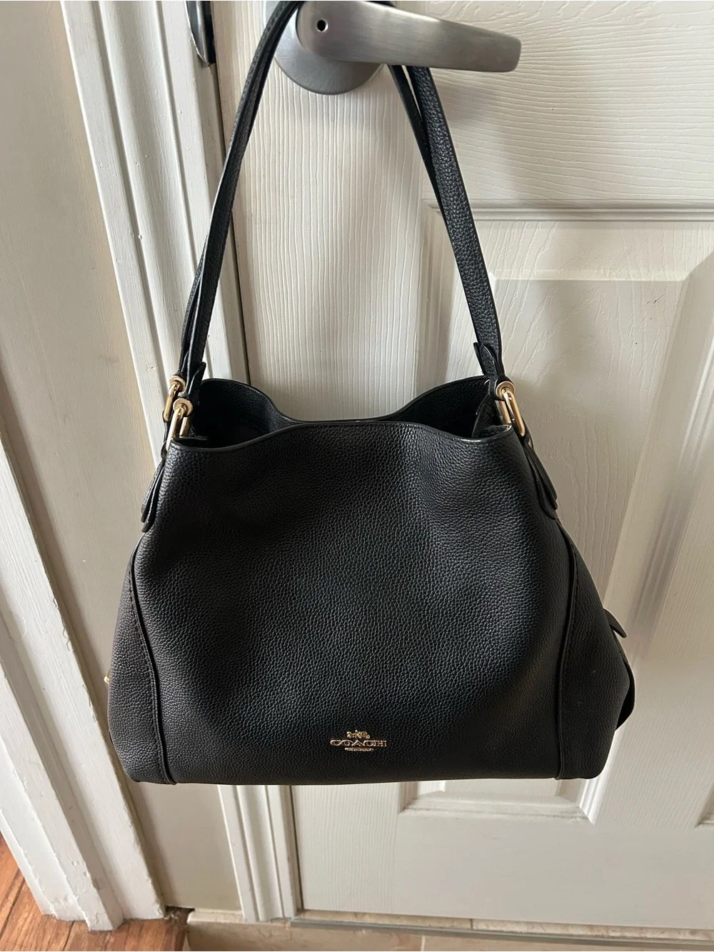 Coach Edie 57125 black pebble leather shoulder bag with gold hardware. Like new! - Picture 15 of 15